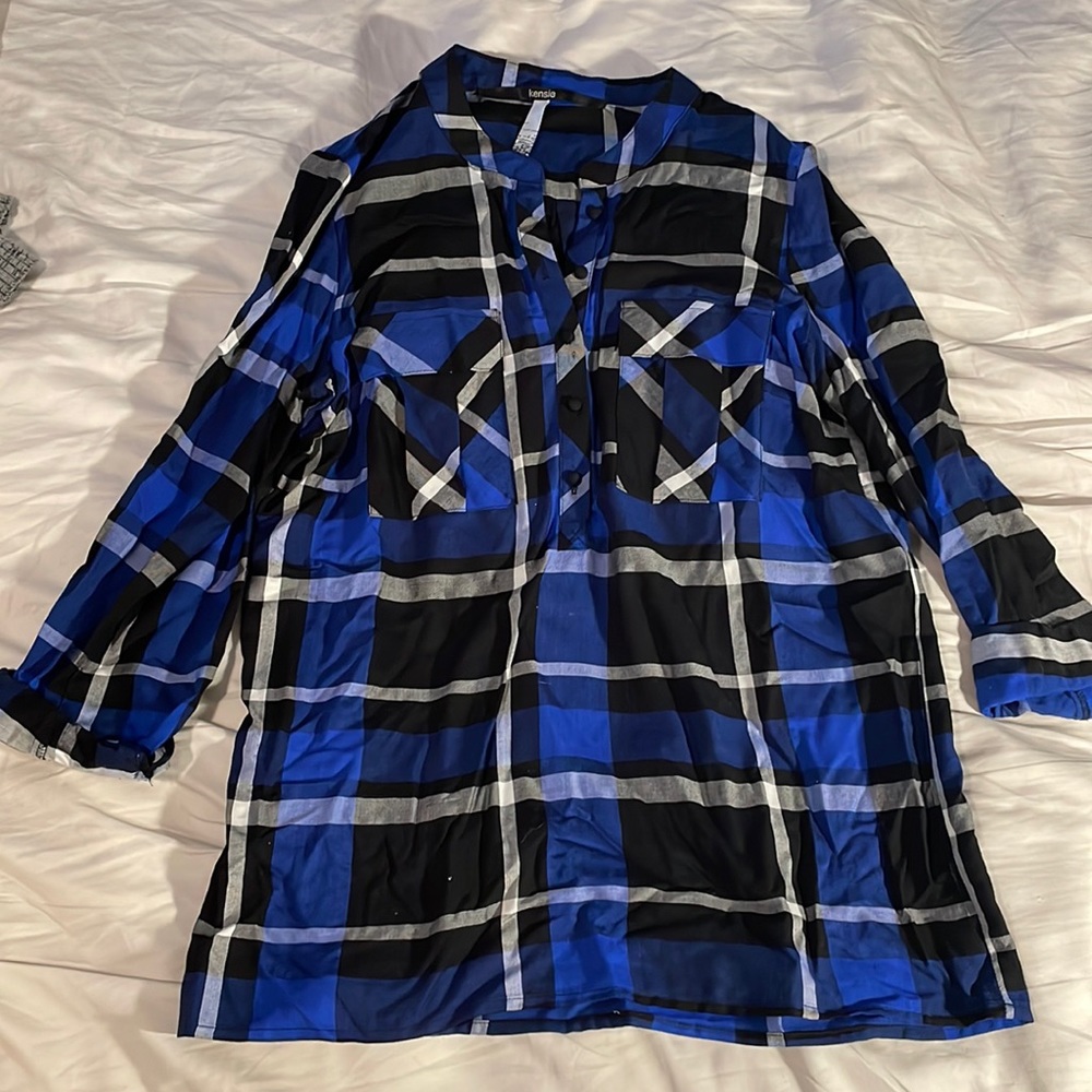 Blue and black flannel